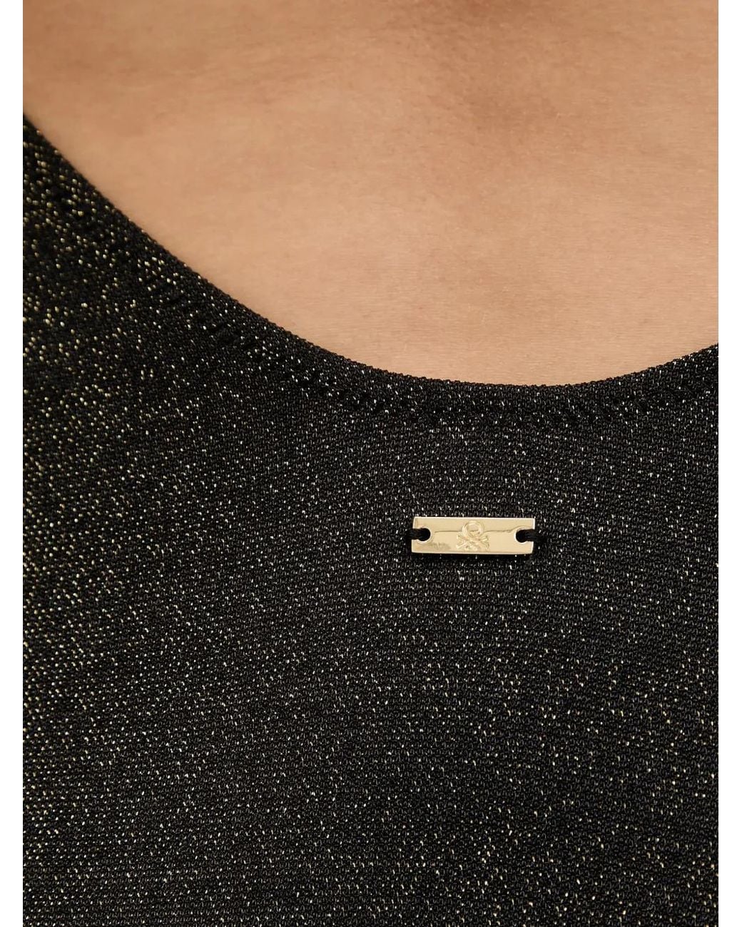 Benetton Black Lurex Halterneck Swimsuit