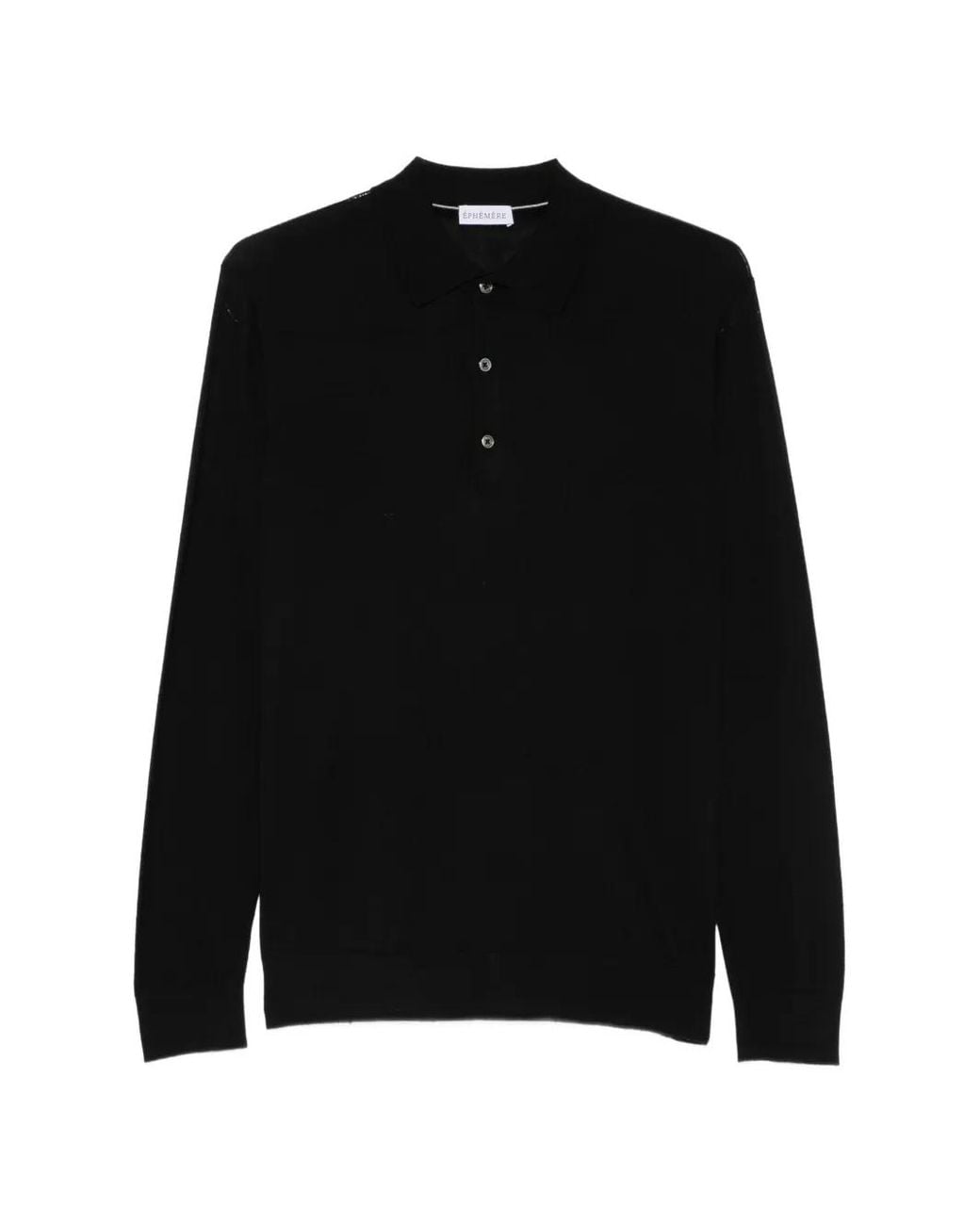 ÉPHÉMÈRE Black Long-Sleeve Polo Shirt for men