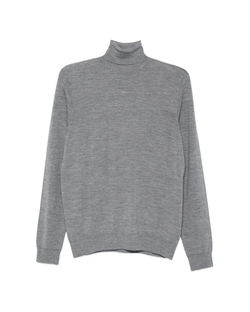 Heritage Gray Roll-Neck Fine-Knit Sweater for men