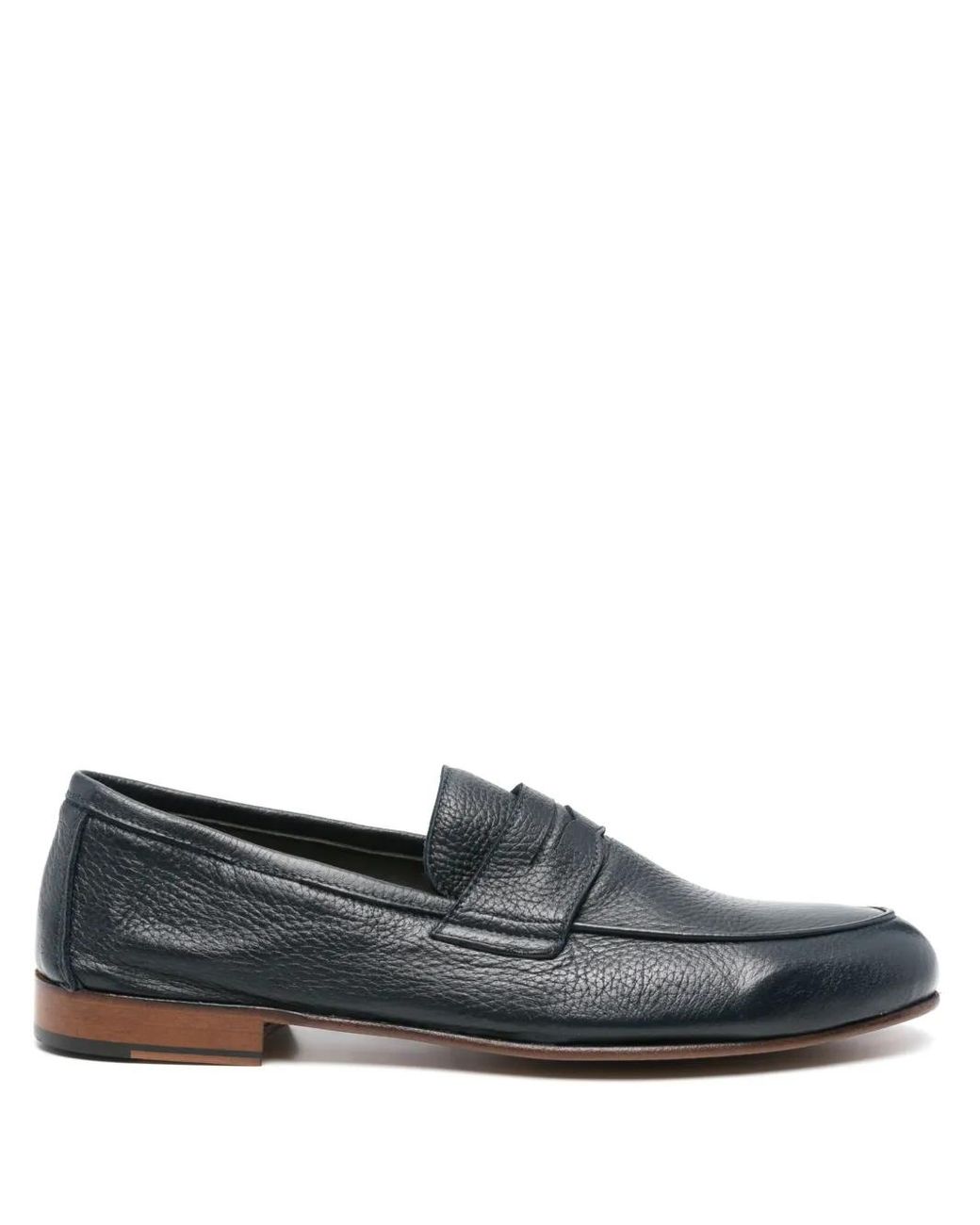 Corneliani Gray Leather Loafers for men