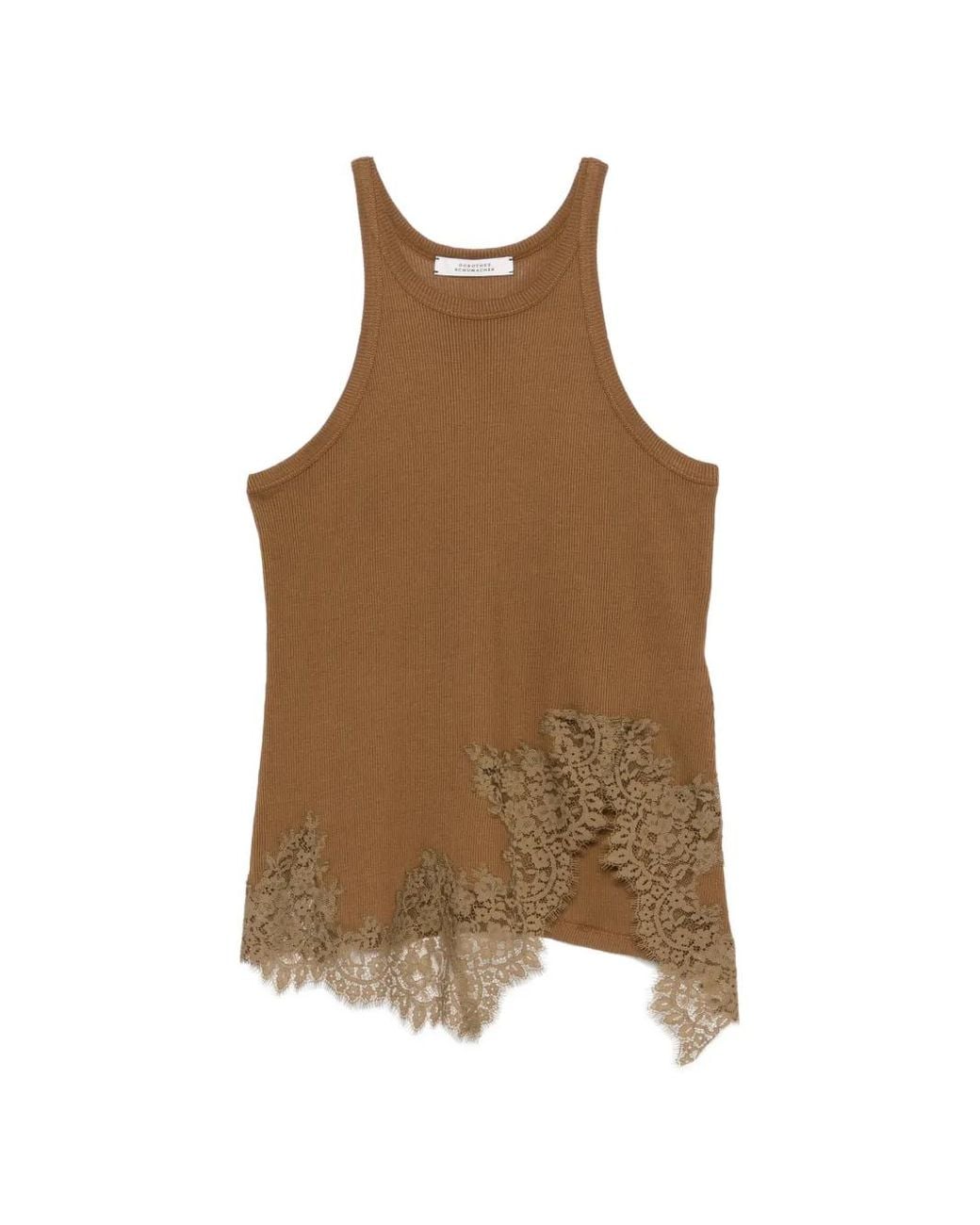 Dorothee Schumacher Brown Lace-Trim Top