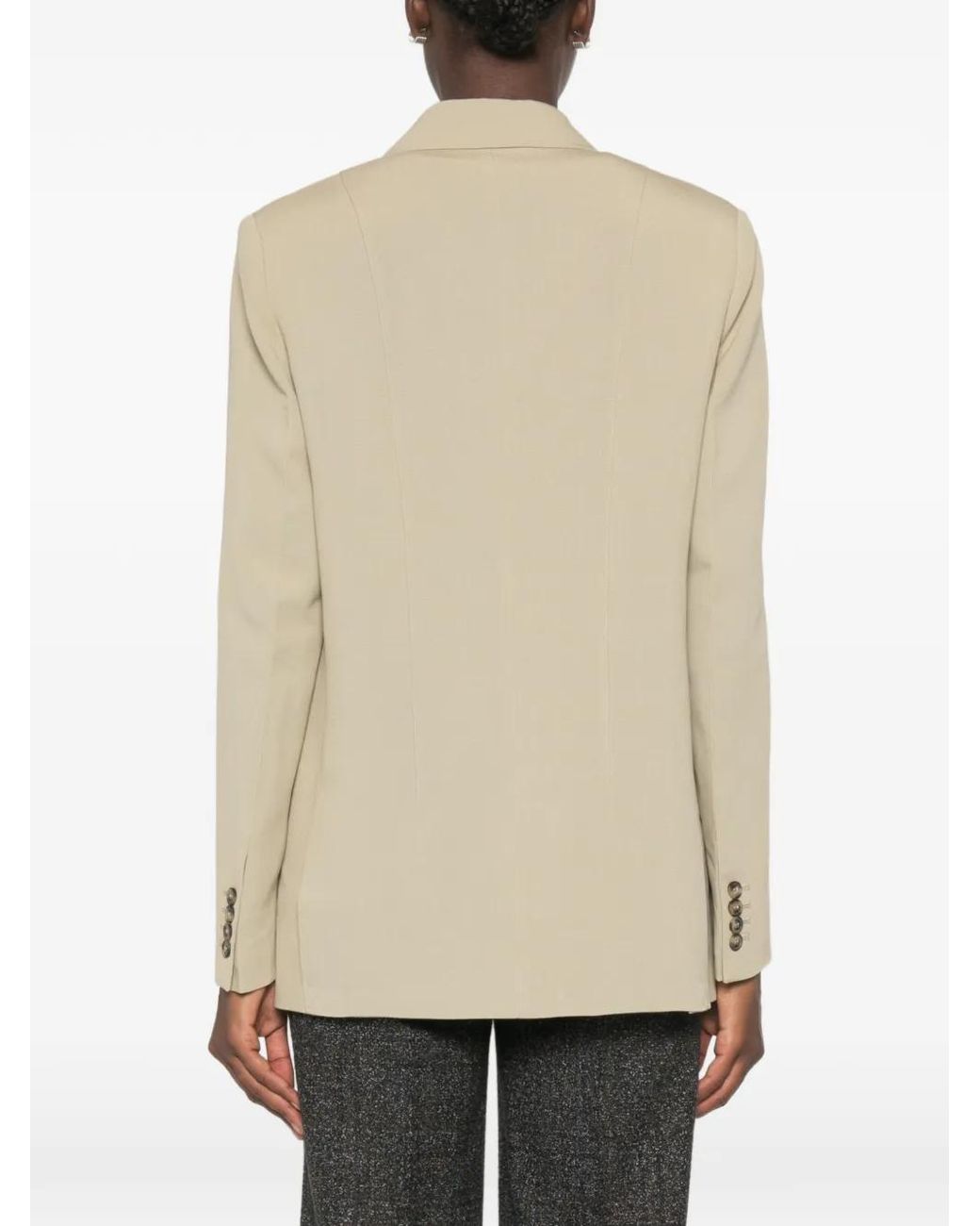 Victoria Beckham Natural Notched-Lapel Single-Breasted Jacket