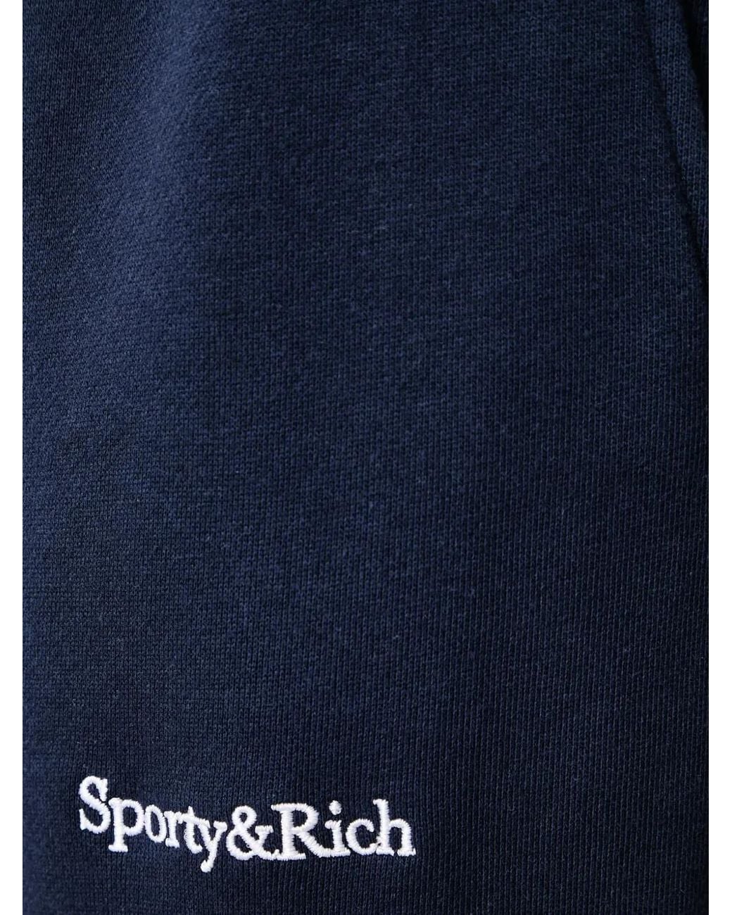 Sporty & Rich Blue Blakely Serif Logo-Embroidered Track Pants