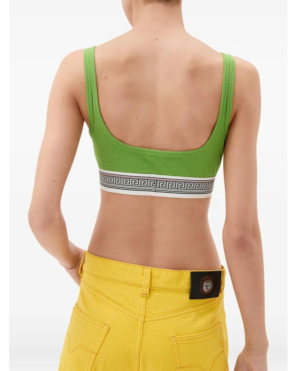 Versace Green Ribbed Cotton-Jersey Bralette