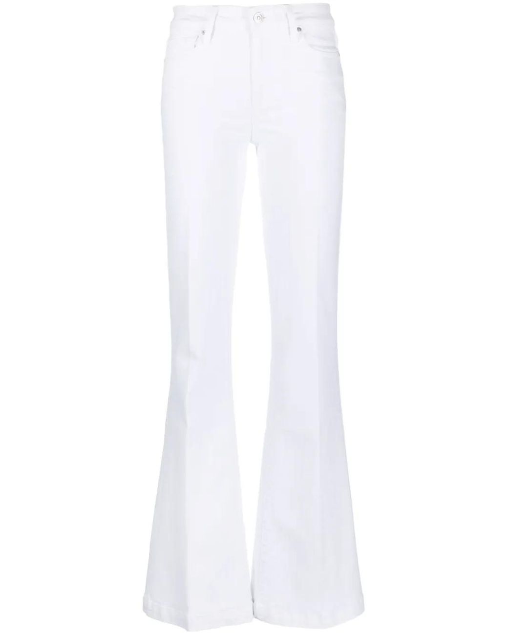 PAIGE White Mid-Rise Flared Jeans