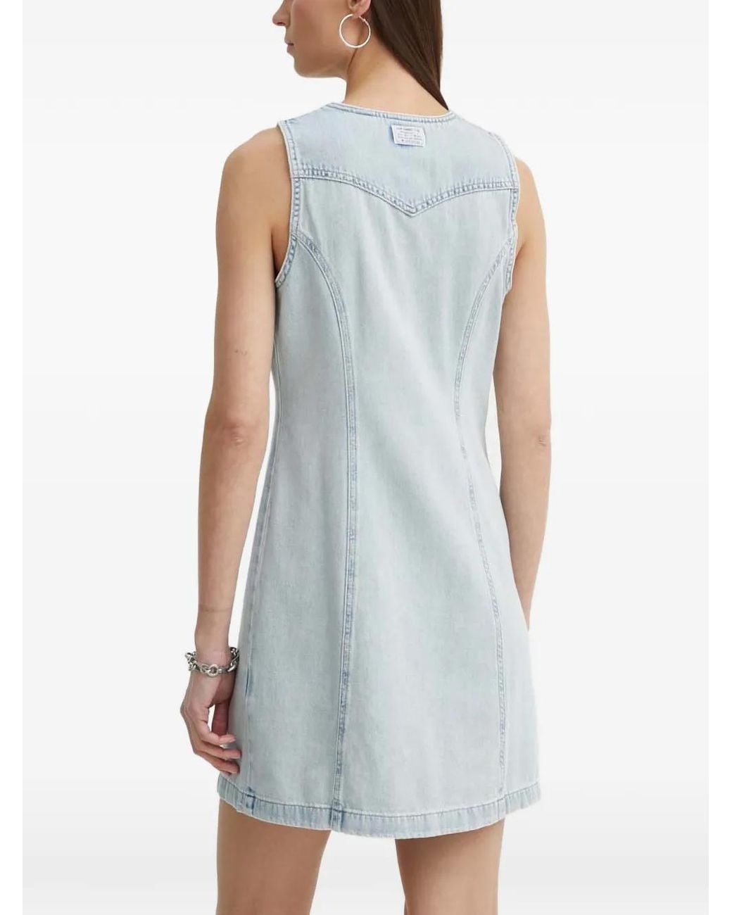 Levi's White Button-Up Sleeveless Mini Dress