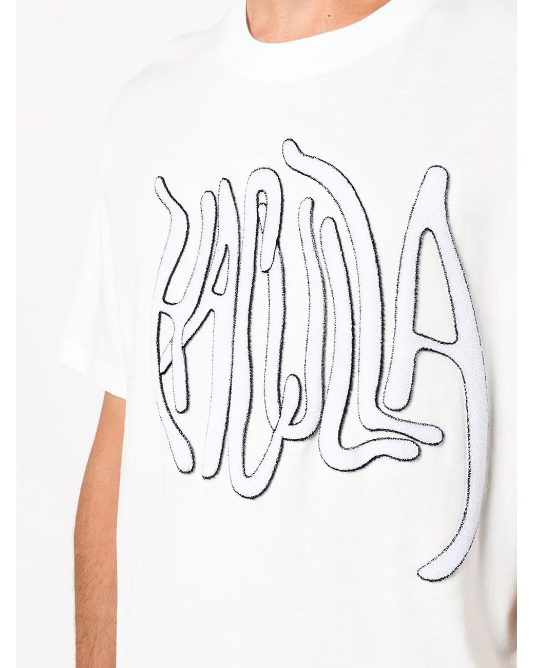 Haculla White Chenille Logo Patch T-Shirt for men