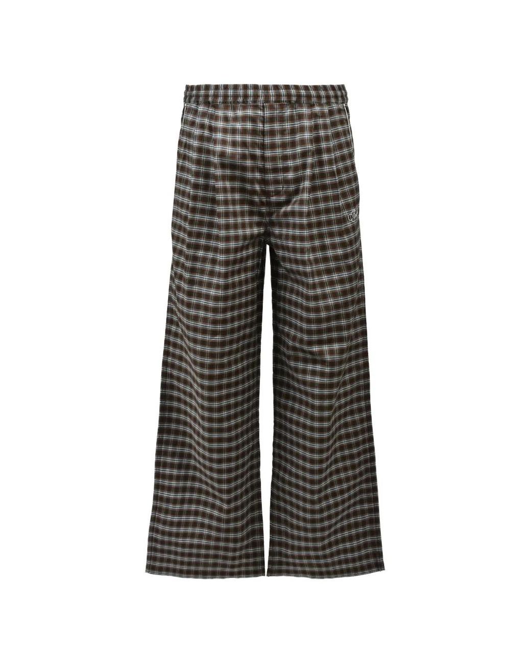 BREATH Black Pantalon Ample À Carreaux Script Logo for men