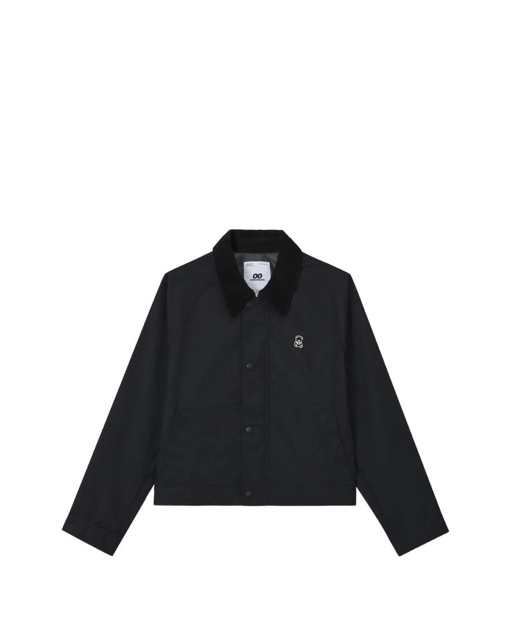Chocoolate Black Corduroy-Collar Logo-Patch Jacket