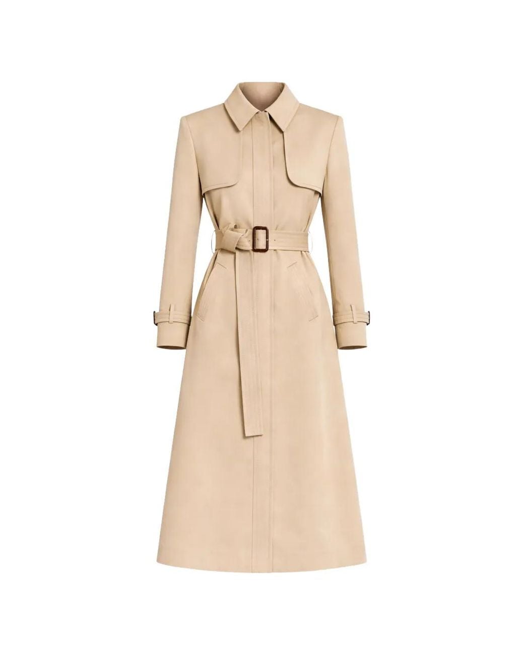 Elie Saab Natural Belted Pleated Coat