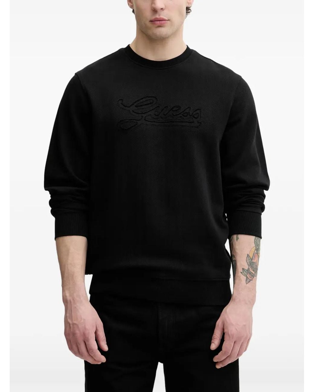 Guess Black Sweat À Logo Brodé for men