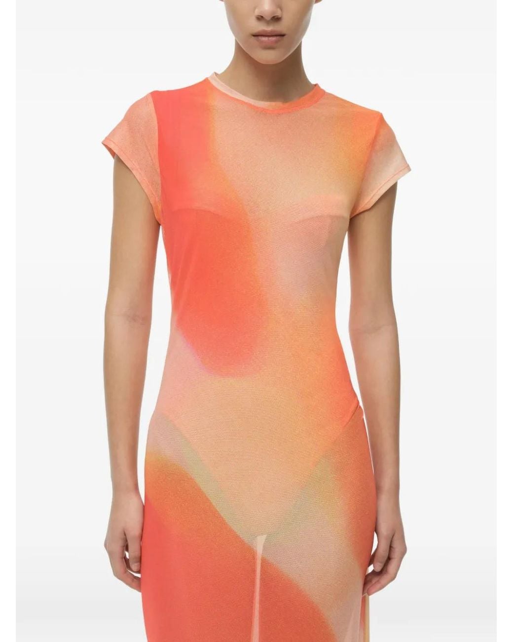 Jonathan Simkhai Pink Fia Abstract-Print Mesh Maxi Dress