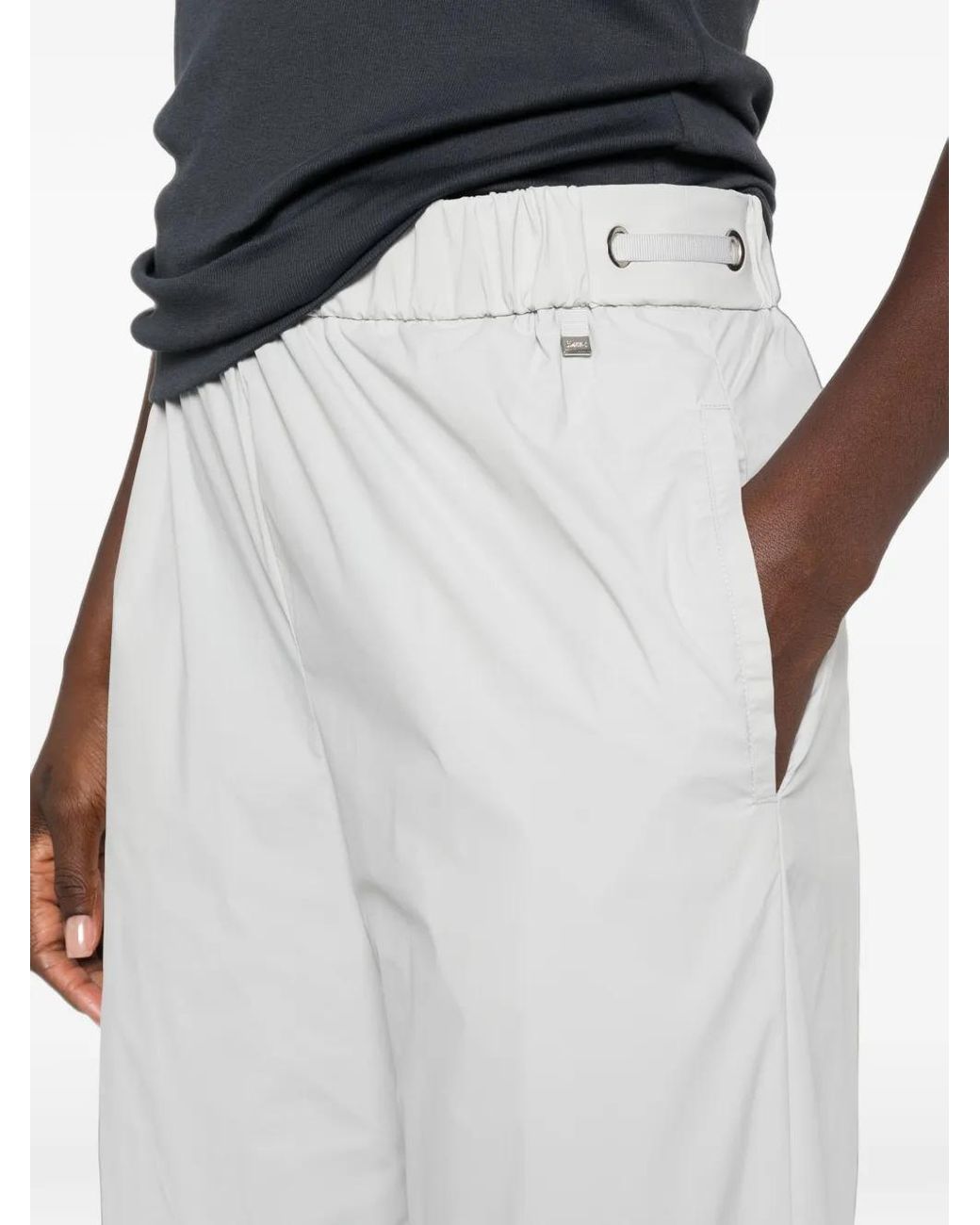 Herno White Elasticated Wide-Leg Trousers