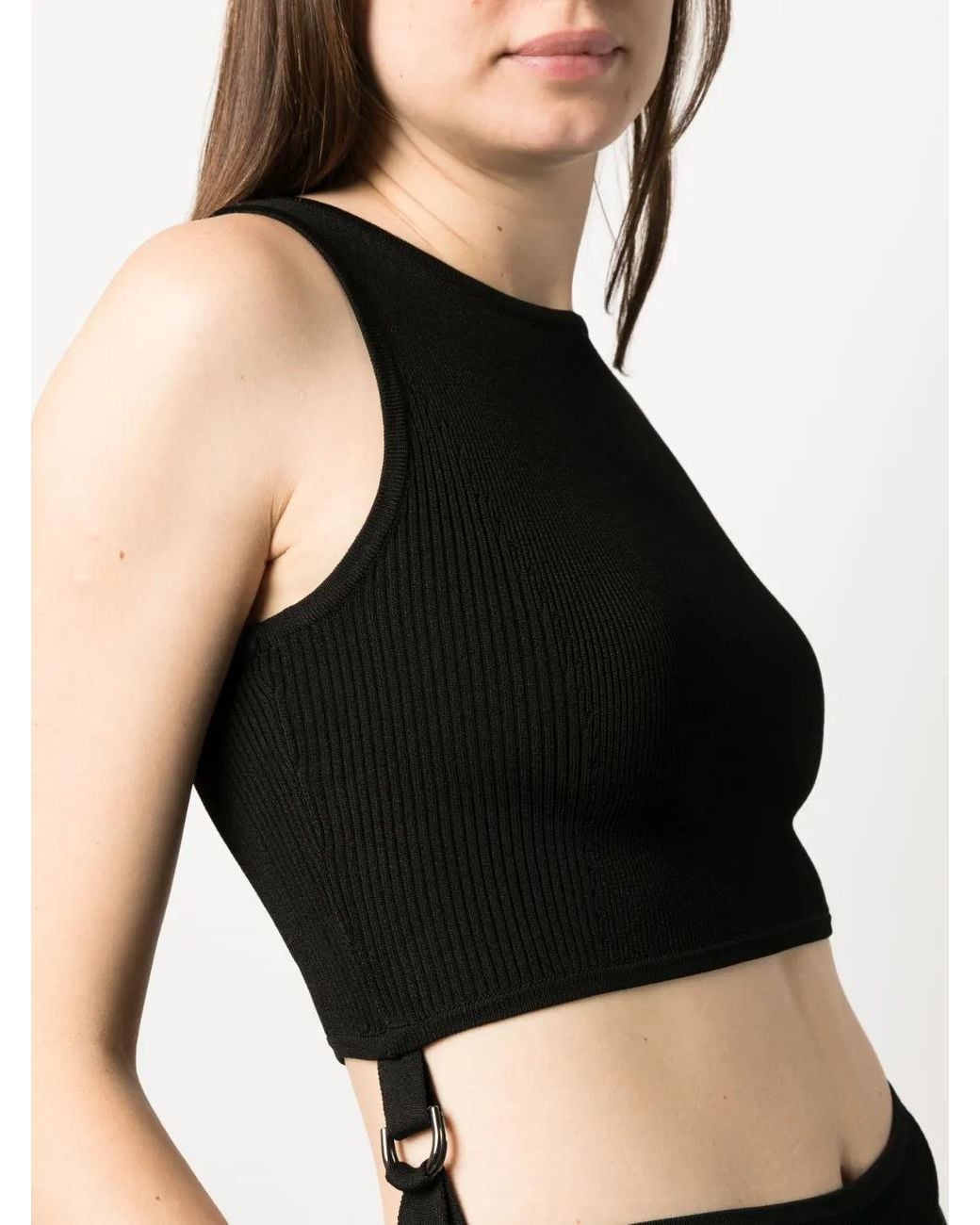 Patrizia Pepe Black Ribbed-Knit Sleeveless Bodysuit