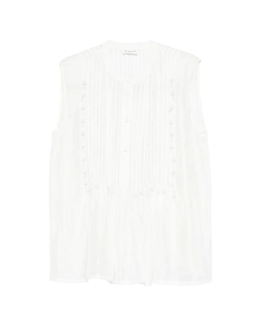 P.A.R.O.S.H. White Sadio Button-Embellished Blouse