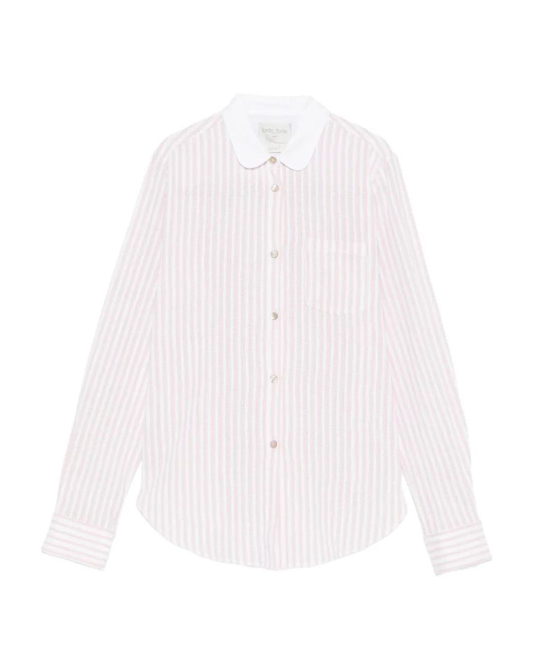 Forte_forte White Striped Collared Shirt