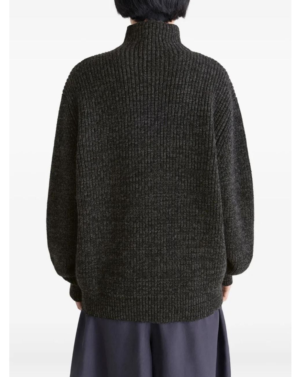 Lemaire Black High-Neck Ribbed Sweater