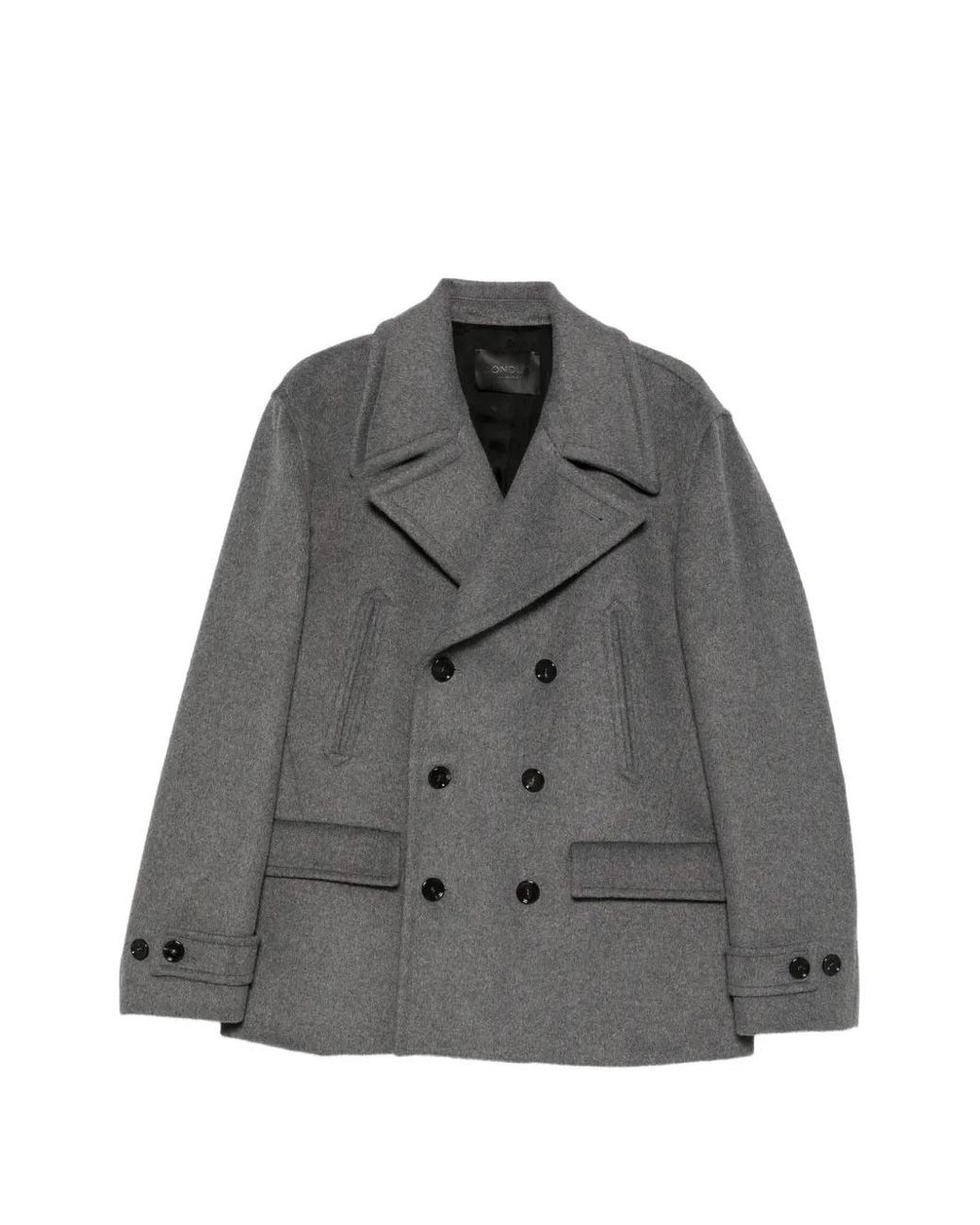 Dondup Gray Double-Breasted Pea Jacket for men