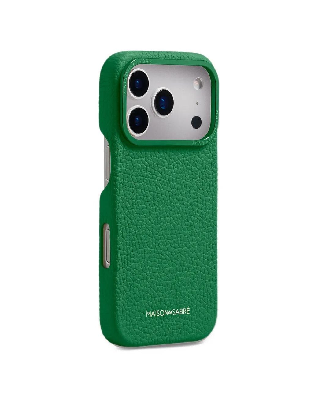 Maison De Sabre Green Grainy Leather Iphone 18 Pro Phone Case