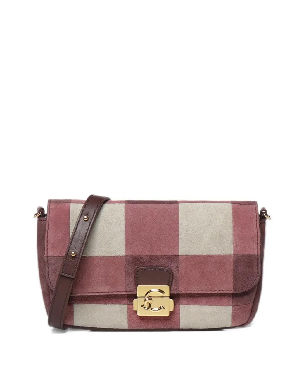 Coccinelle Purple Mini C-Me Lock Patchwork Shoulder Bag