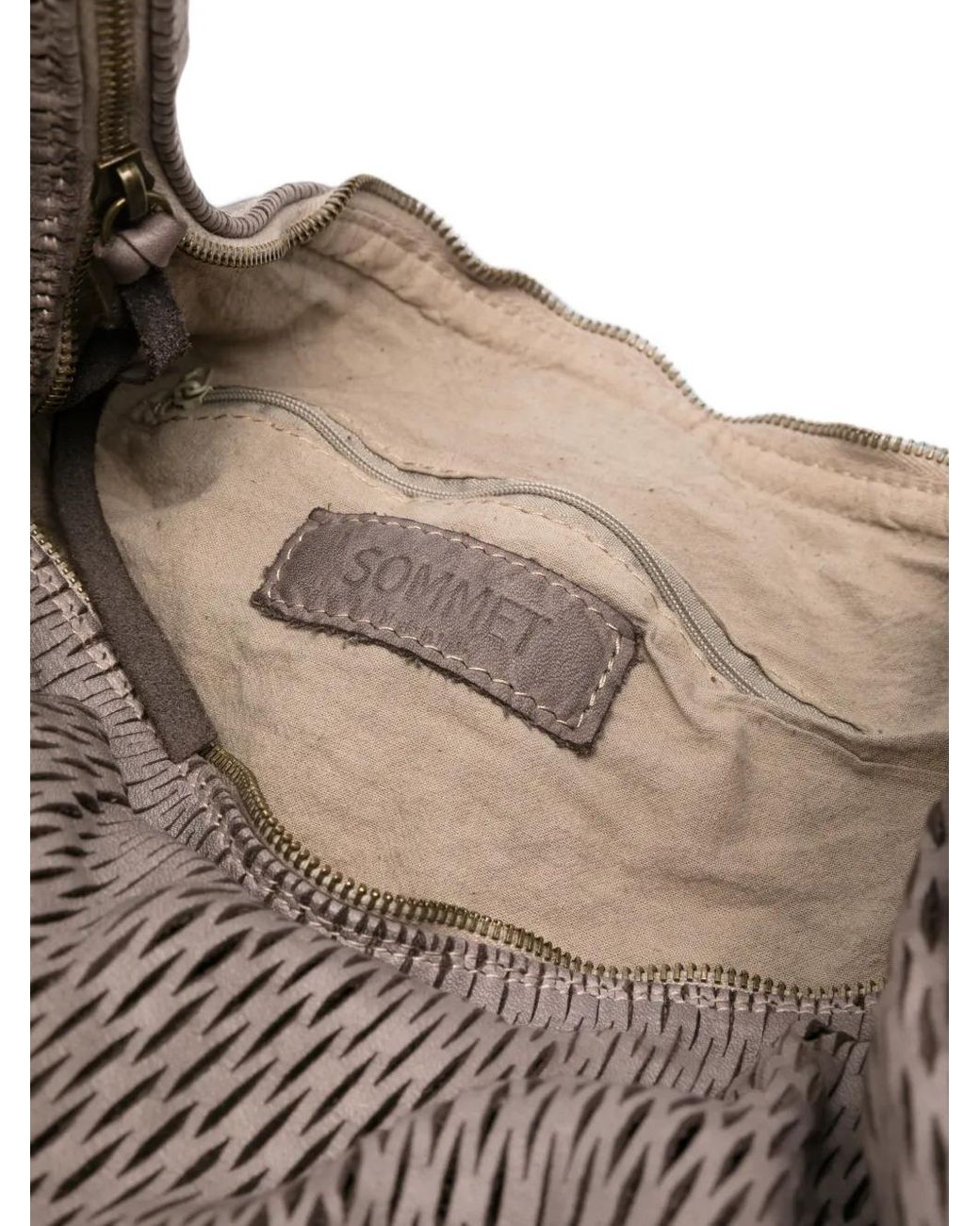 SOMMET Brown Aura Rete L Perforated Leather Shoulder Bag