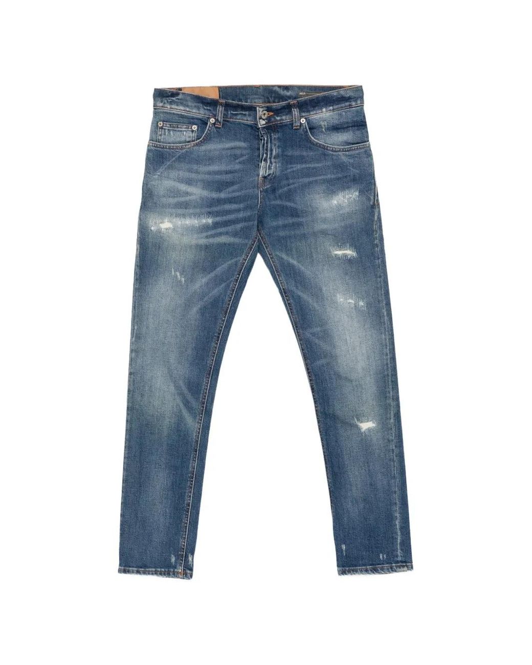 Dondup Blue Distressed Whiskered Jeans for men