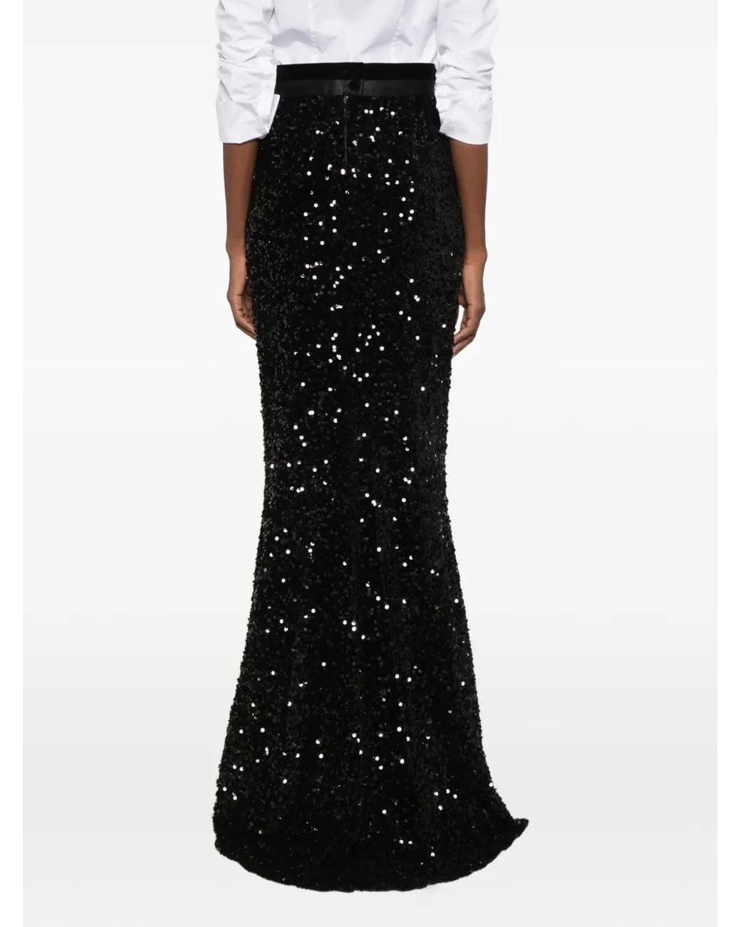 Styland Black Sequin-Embellished Maxi Skirt