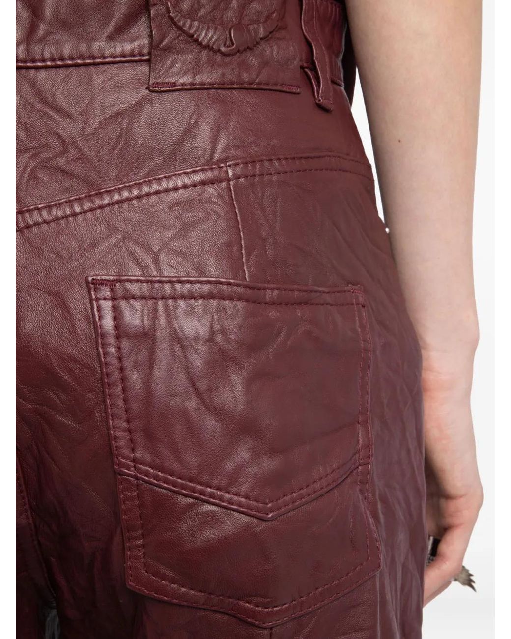 Zadig & Voltaire Purple Crumpled Leather Trousers