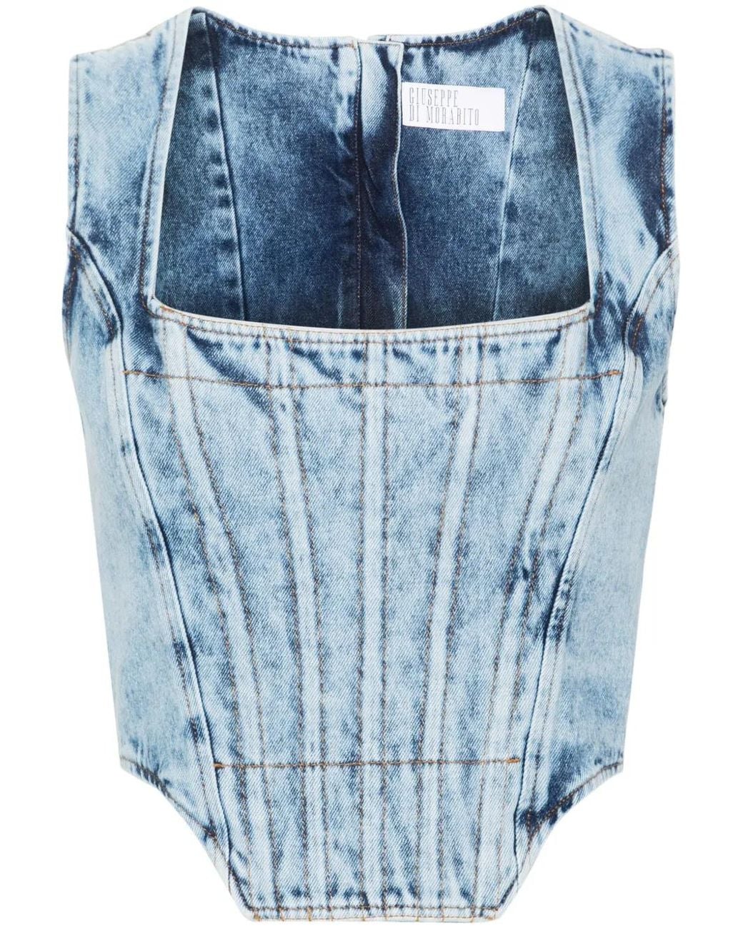 GIUSEPPE DI MORABITO Blue Denim Corset Top