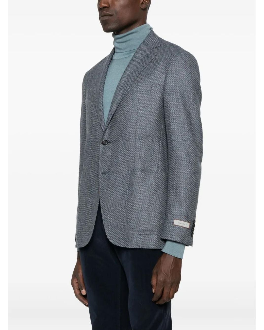 Canali Blue Textured Wool Blazer for men
