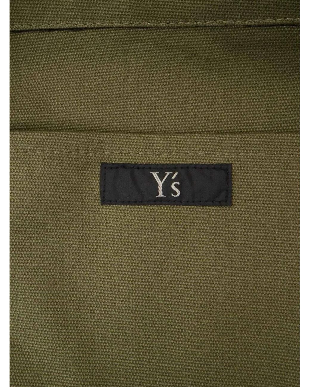 Y's Yohji Yamamoto Green Logo-Print Canvas Tote Bag