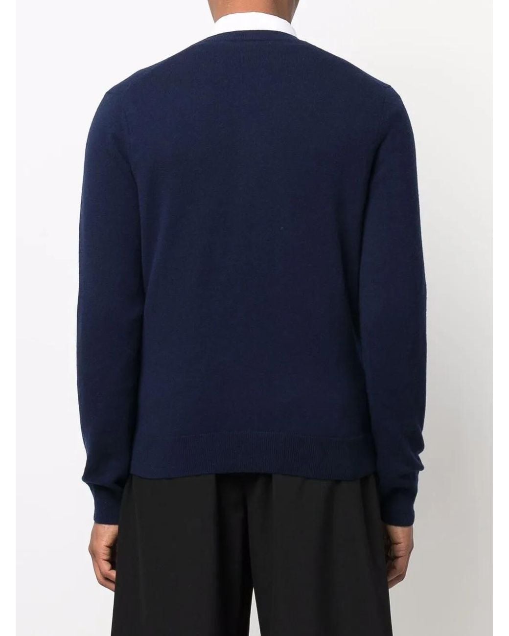 Comme des Garçons Blue Lambswool Crewneck Knit Sweater for men