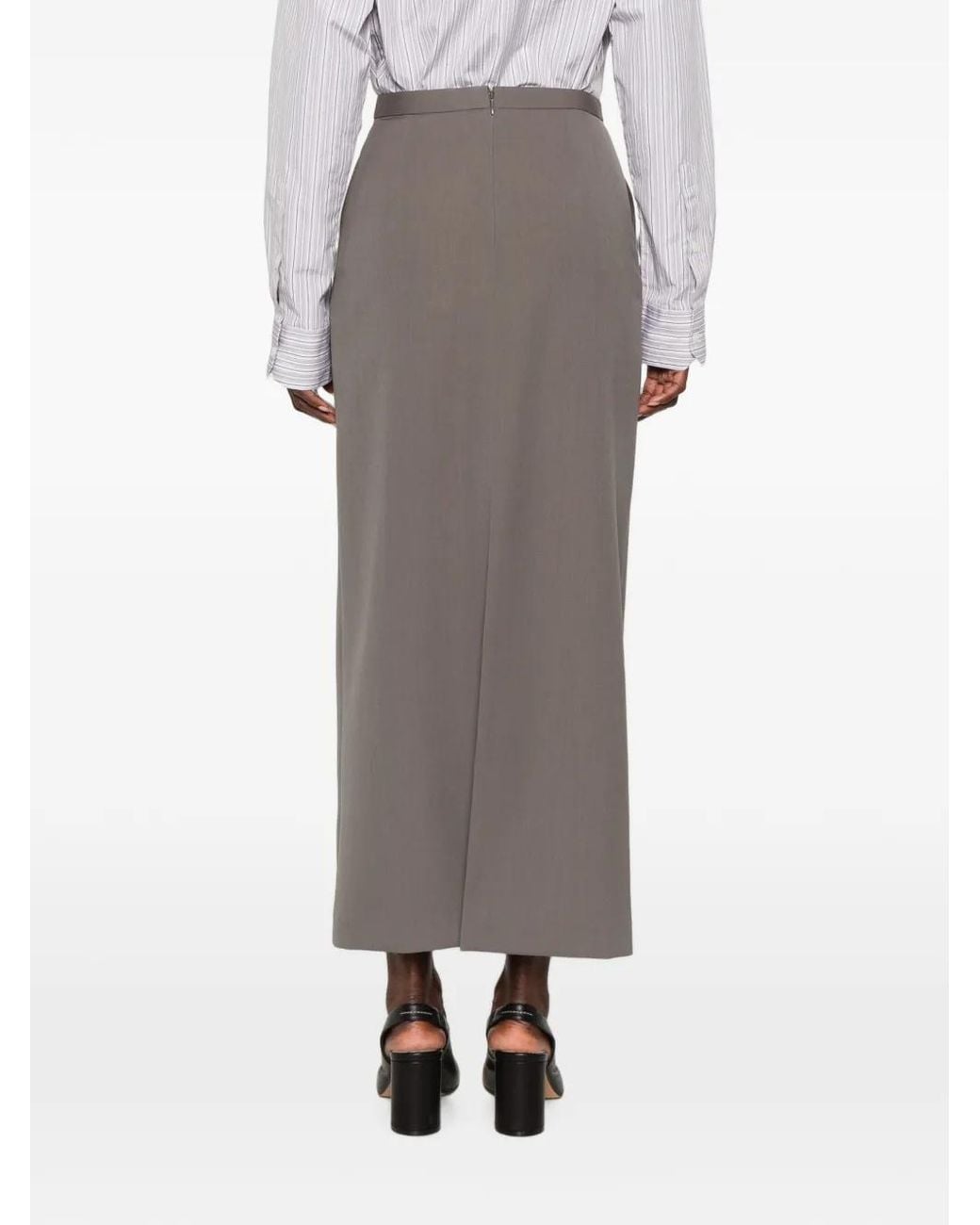 Maison Mihara Yasuhiro Gray Logo-Patch Maxi Skirt