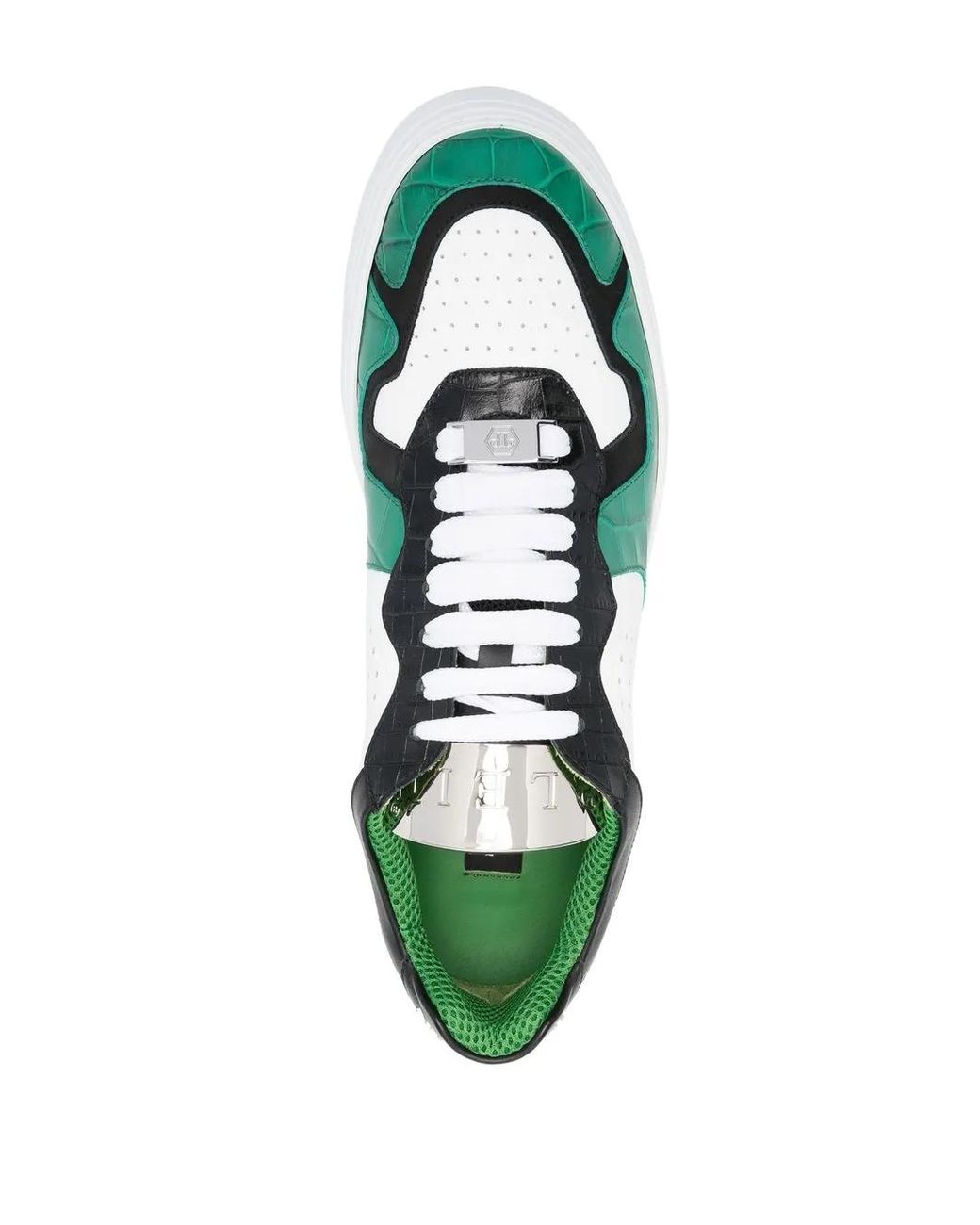 Philipp Plein Green Colour-Block Low-Top Sneakers