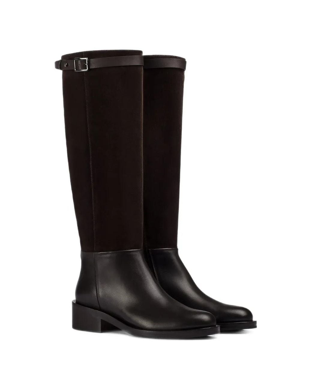 Doucal's Black Buckle-Detail Knee-High Boots