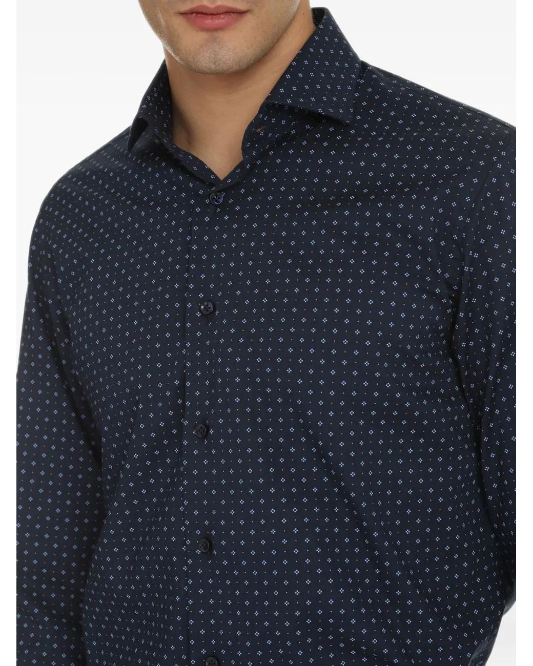 THE (Alphabet) Blue Printed Cotton Shirt for men