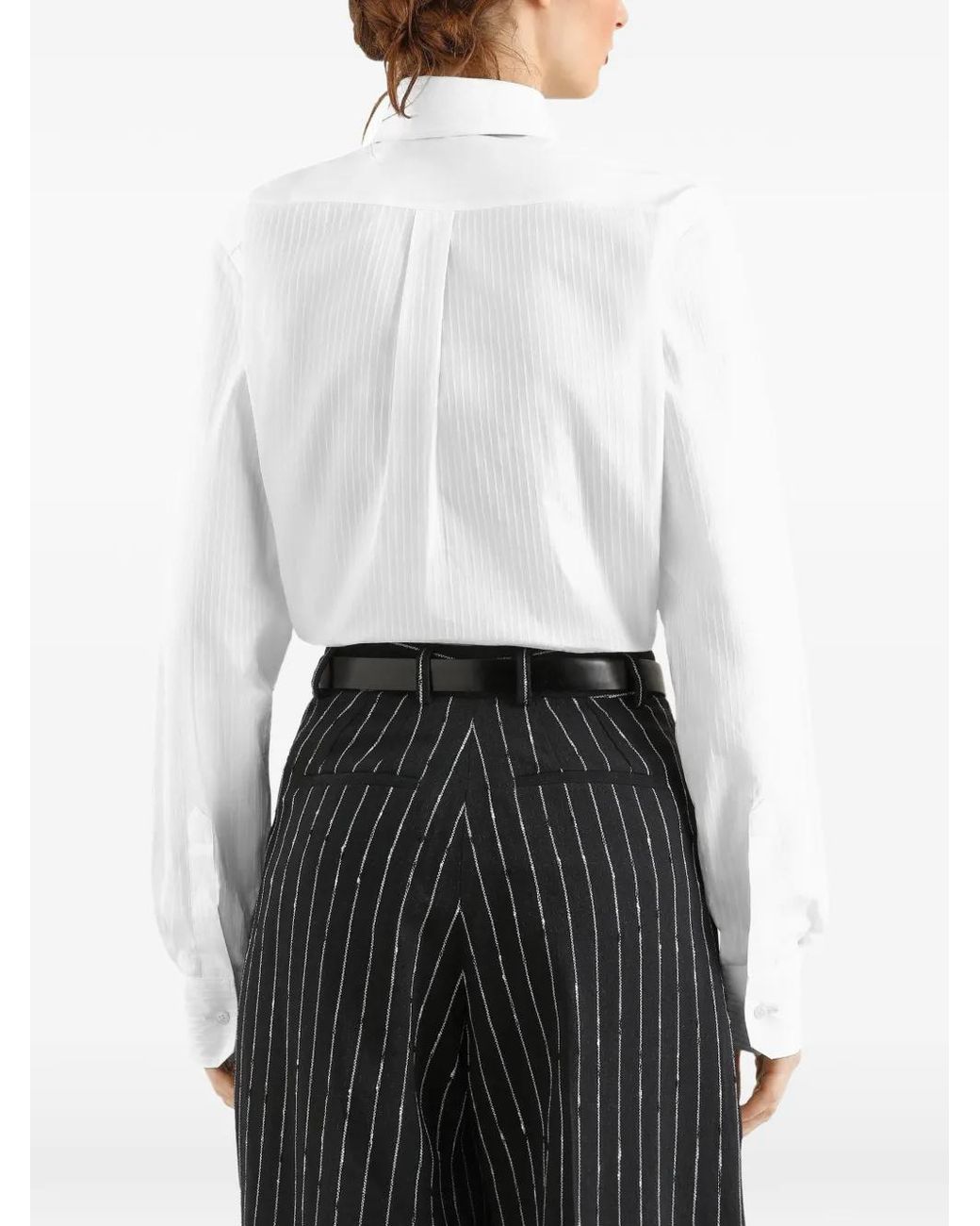 Dolce & Gabbana White Striped-Poplin Shirt