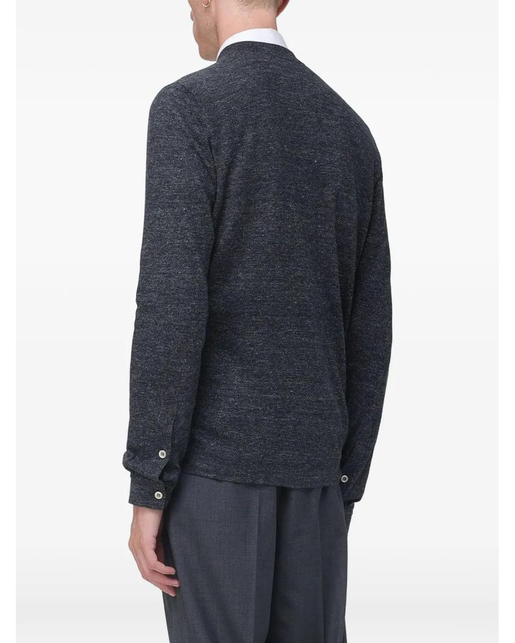 Brunello Cucinelli Blue Button-Front Sweater for men