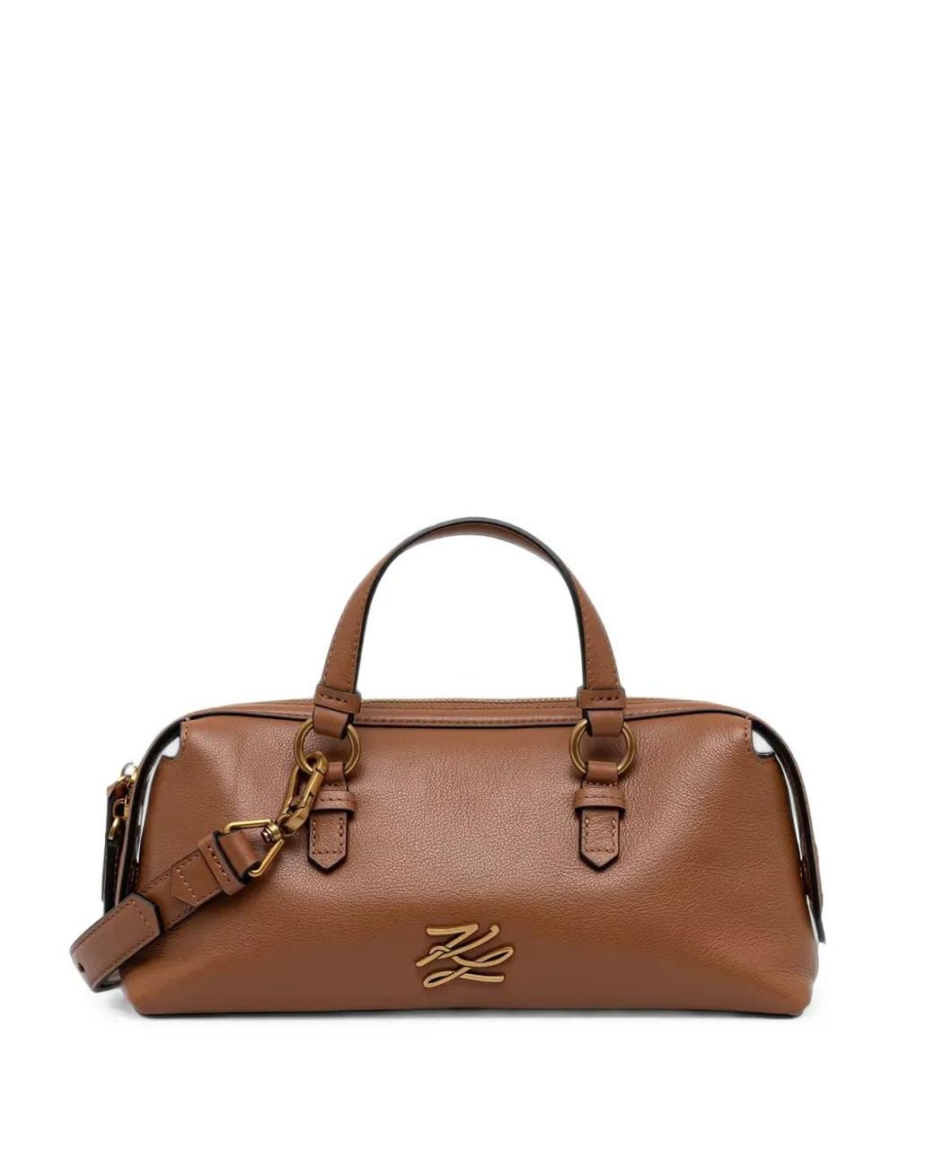 Karl Lagerfeld Brown K/Autograph Logo-Plaque Leather Tote Bag