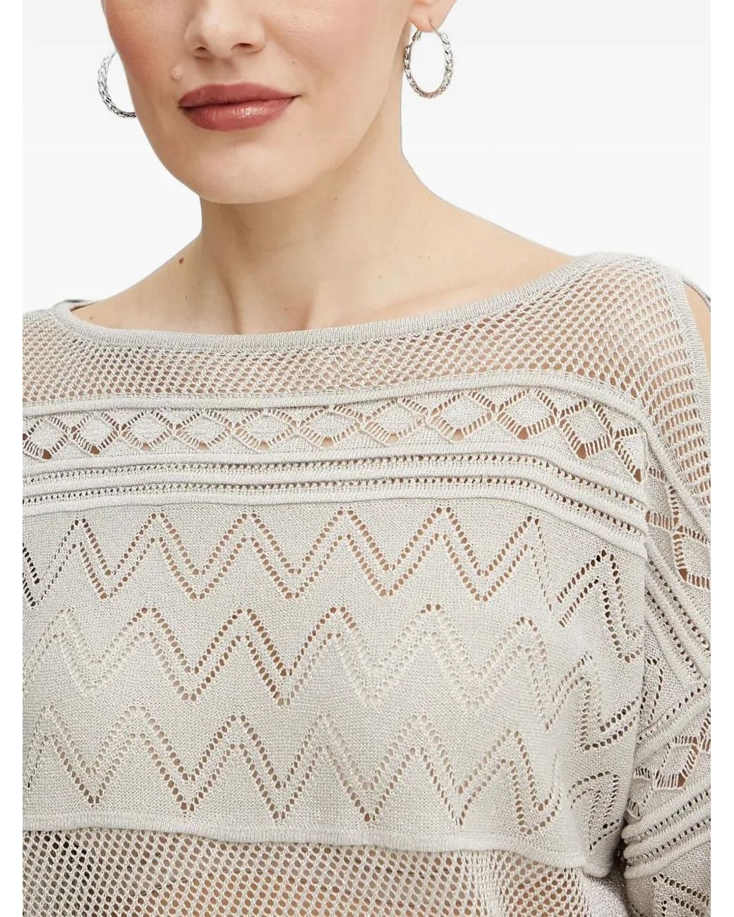 Guess White Pointelle-Knit Sweater