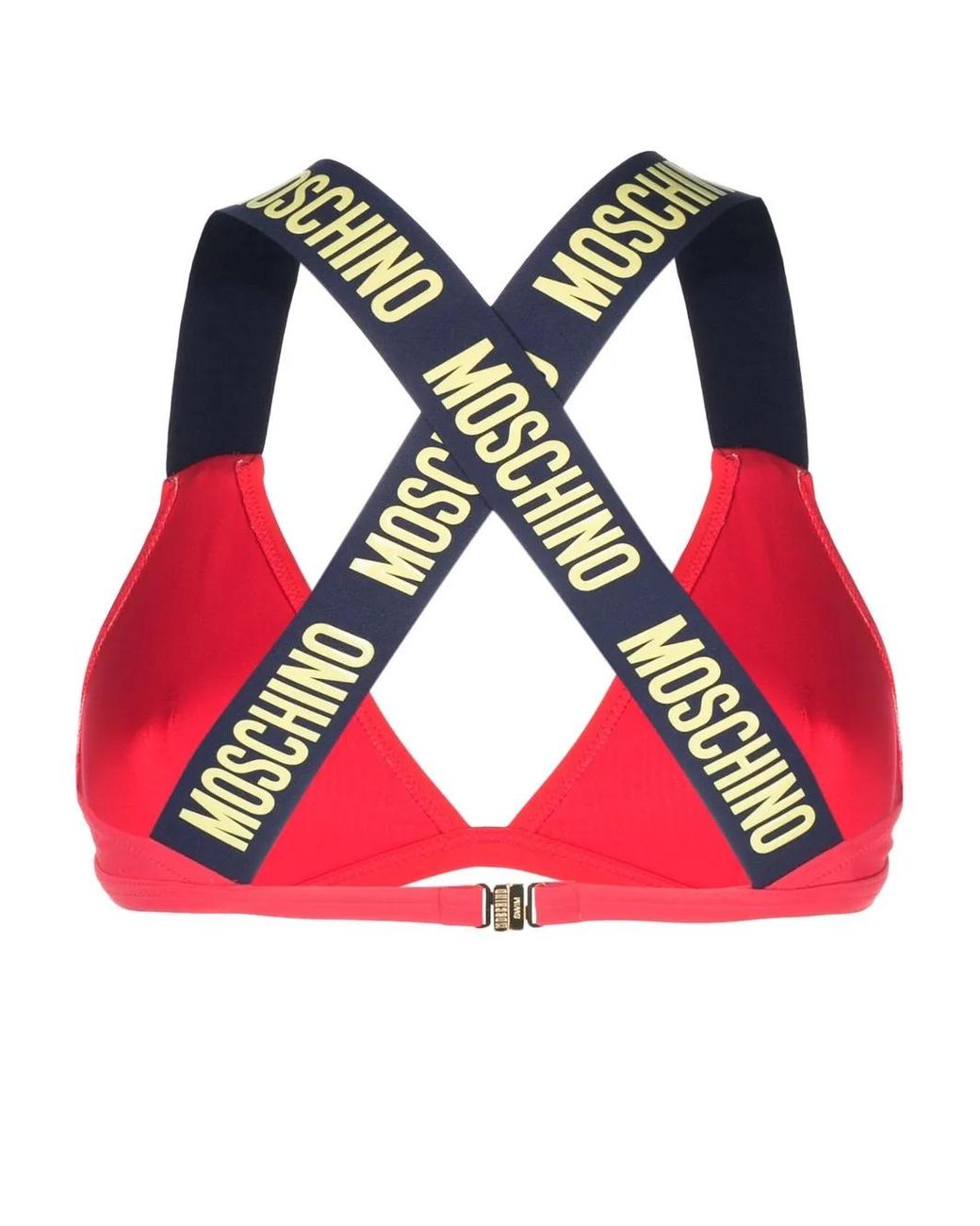 Moschino Red Logo-Embossed Bikini Top