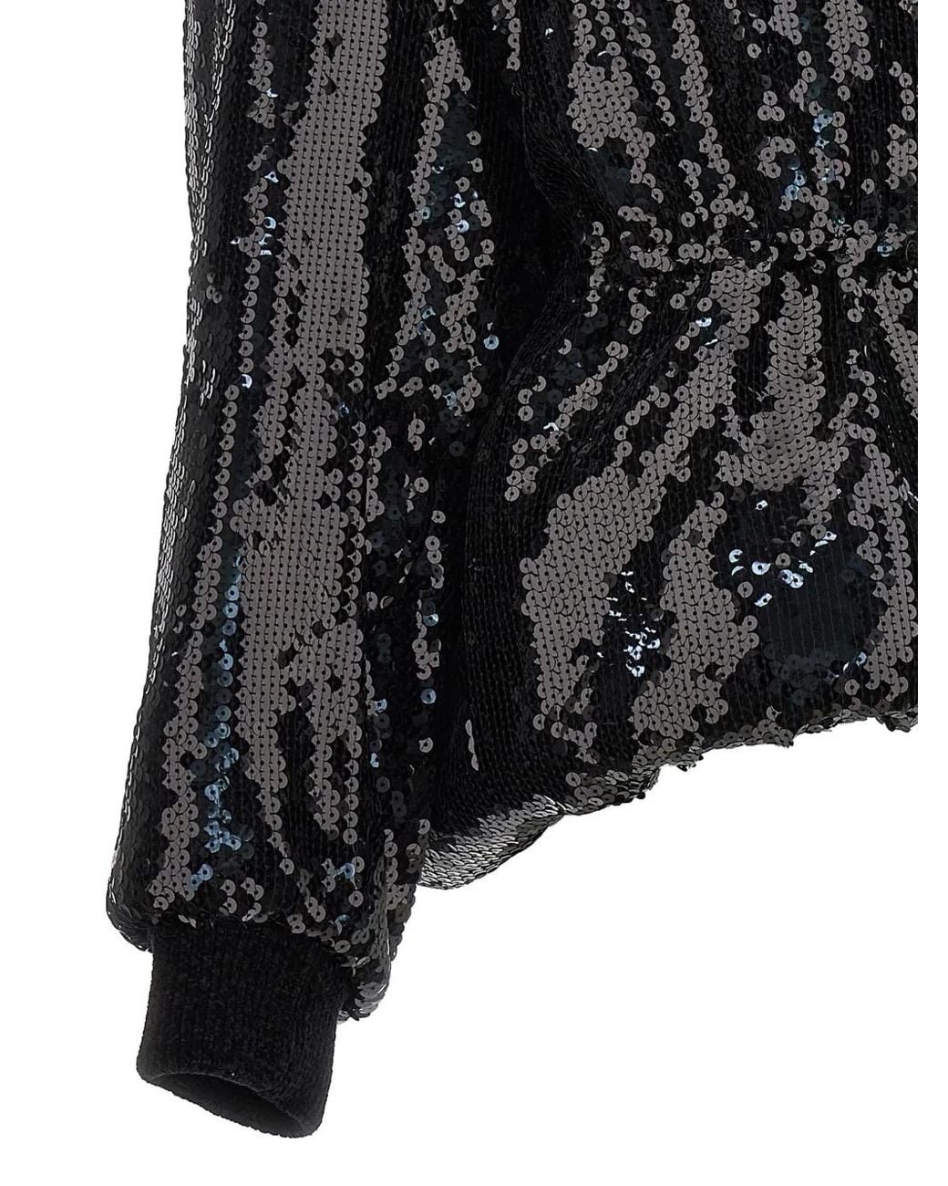 Alexandre Vauthier Black Sequinned Bomber Jacket