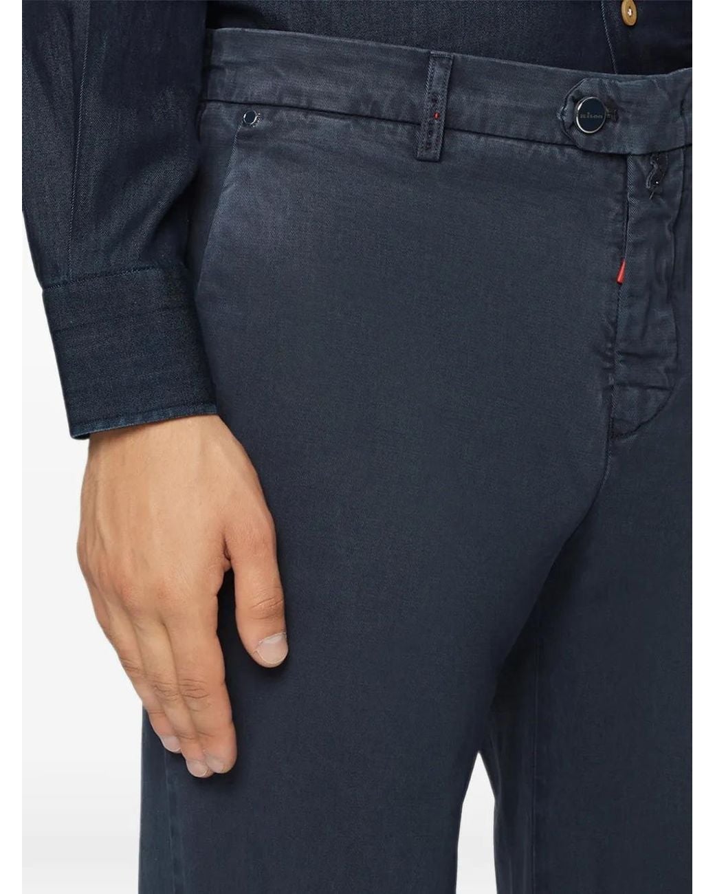 Kiton Blue Belt-Loop Pocket Trousers for men