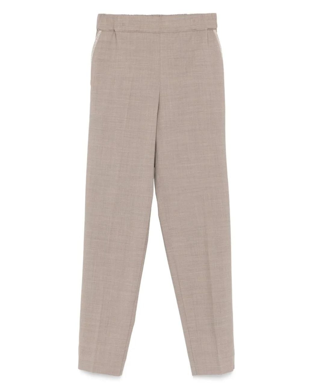 D.exterior Gray Elastic-Waistband Wool Trousers