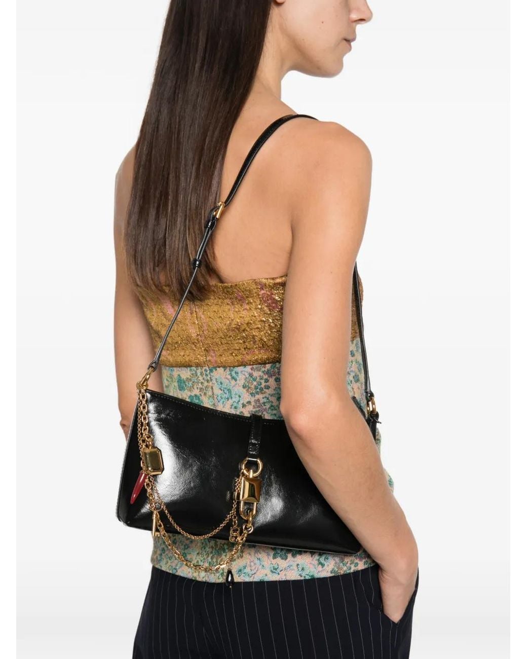 Dolce & Gabbana Black Charm-Embellished Leather Shoulder Bag