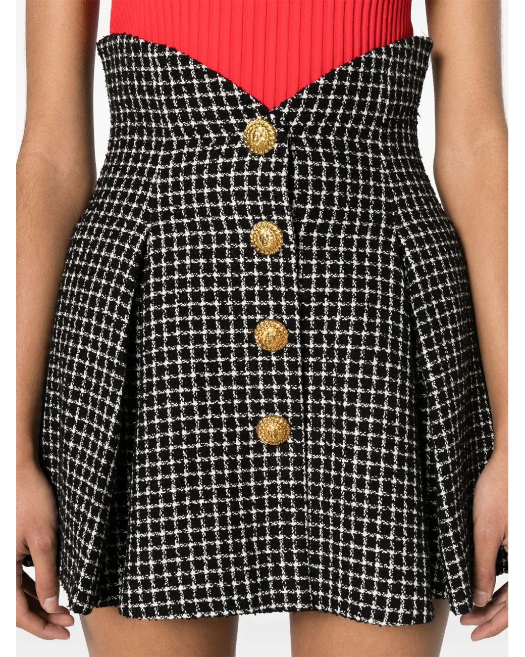 Balmain Black Tweed Tulip Mini Skirt