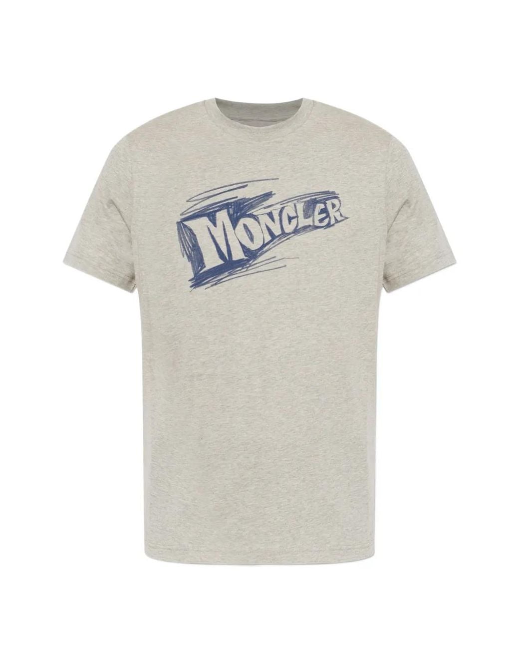Moncler Gray Sketch Logo Cotton T-Shirt for men