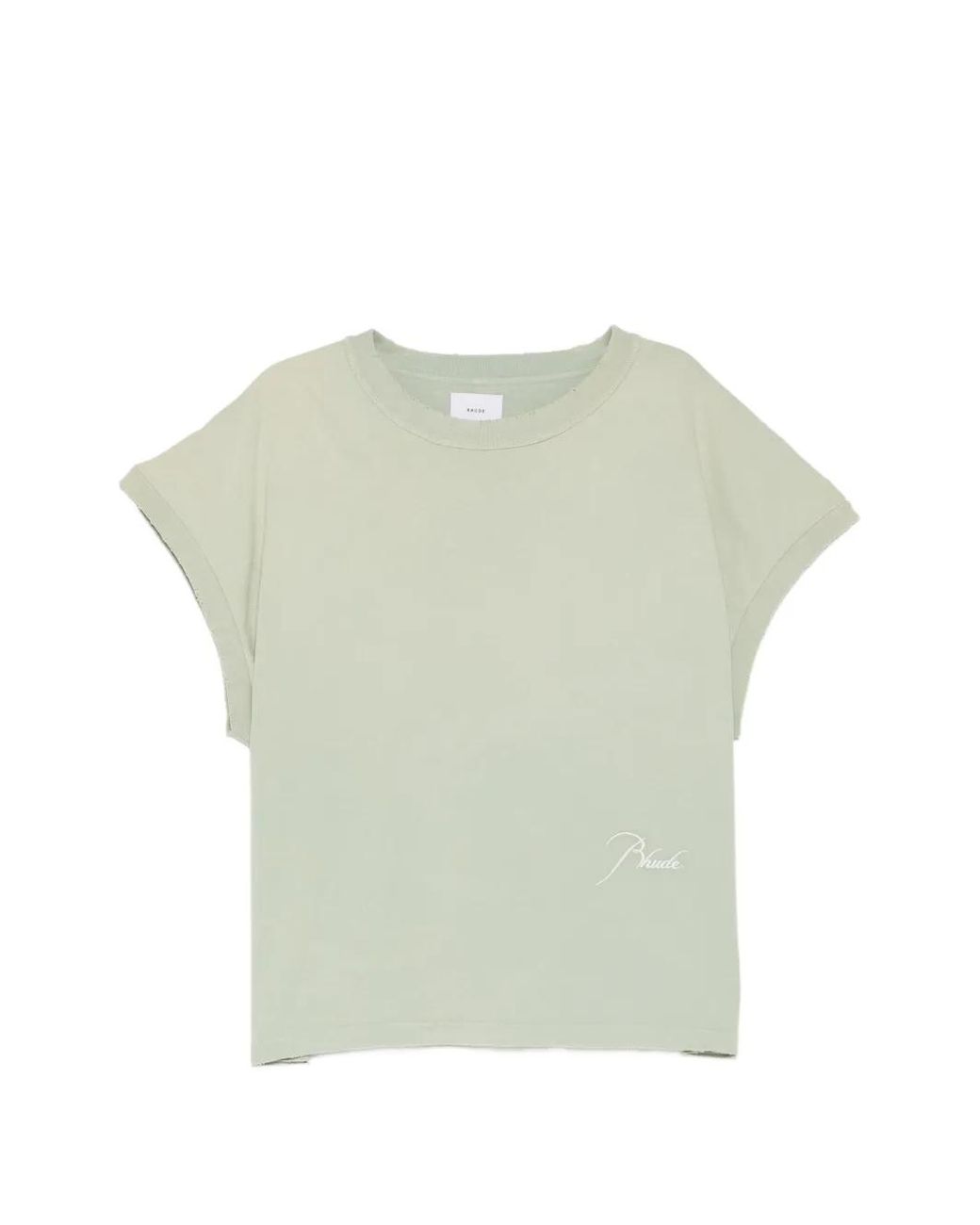 Rhude Green Classique Cutoff Sleeve Tee for men