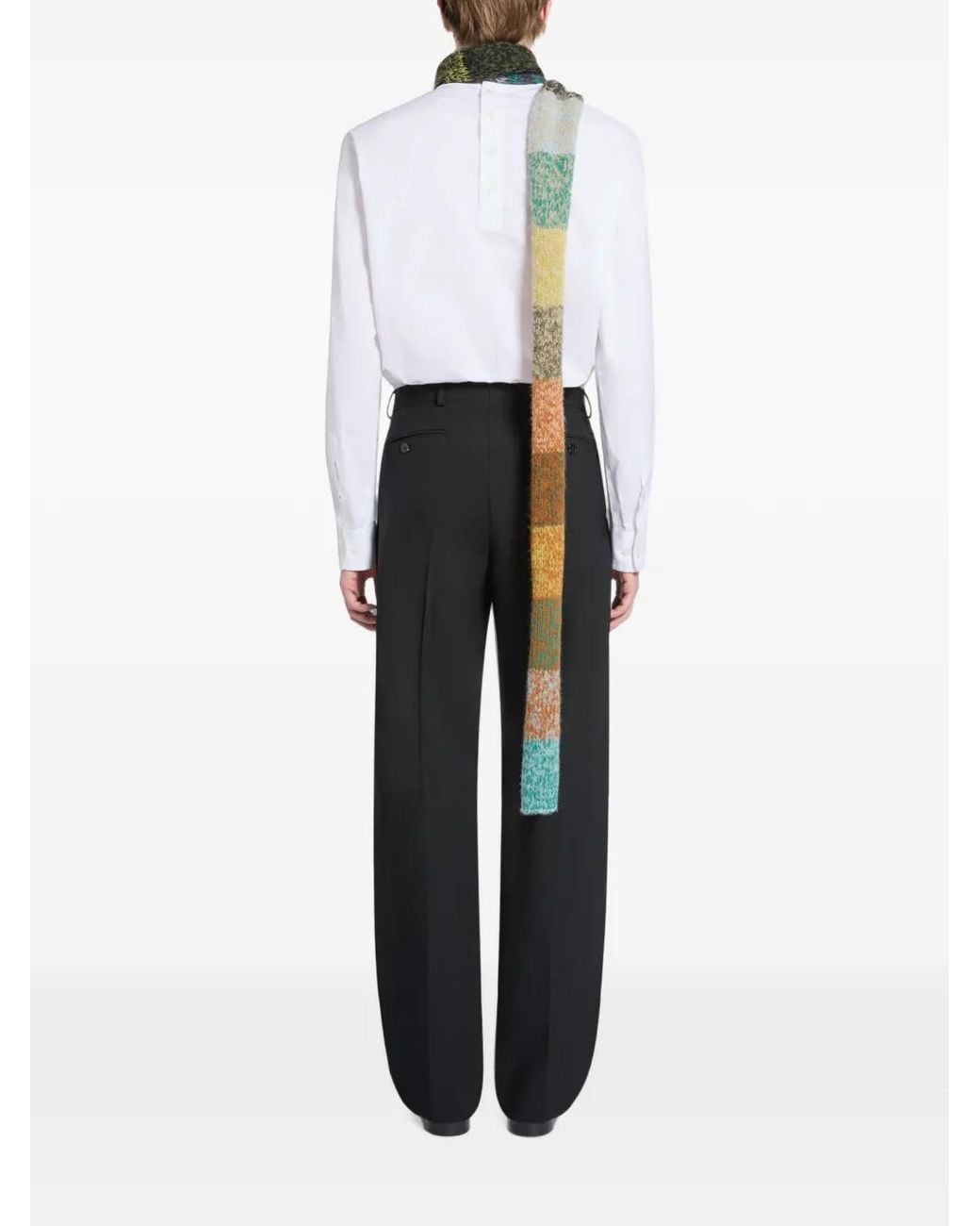 Dries Van Noten Black Long Straight-Leg Wool Pants for men