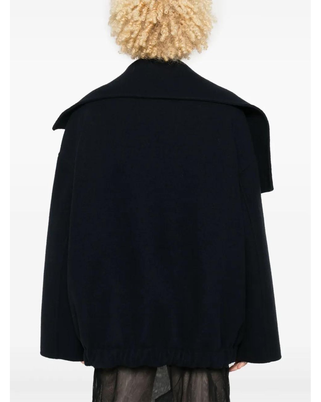 Fabiana Filippi Black Boiled Wool Bomber Jacket